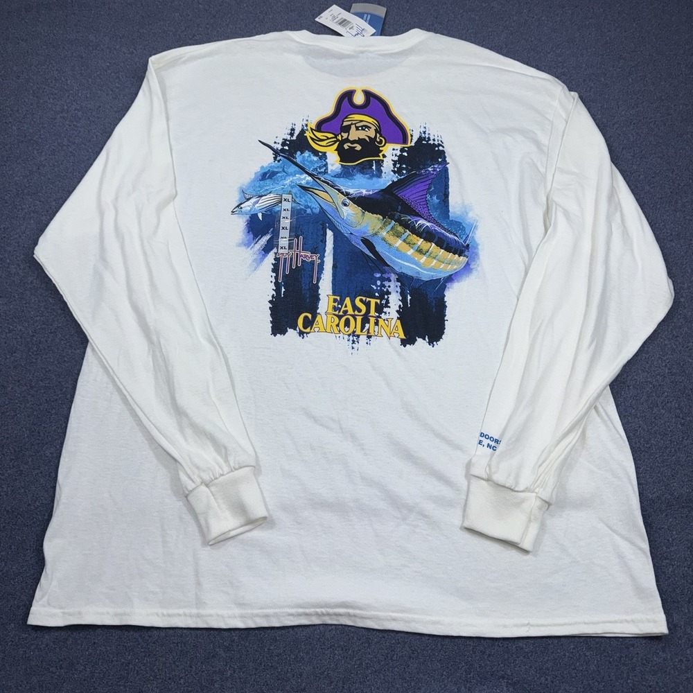 Guy Harvey ECU East Carolina University Pirates Long Sleeve White Shirt Mens XL